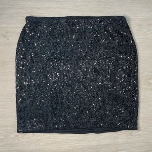 Express Black Sequence Mini Skirt